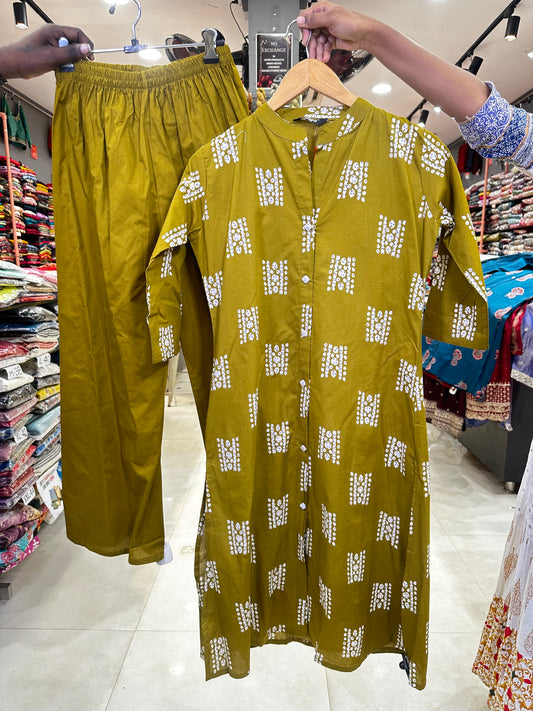 Cotton Co-ord set-Mehendi