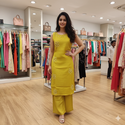 Sleeveless co-ord set-Mehendi