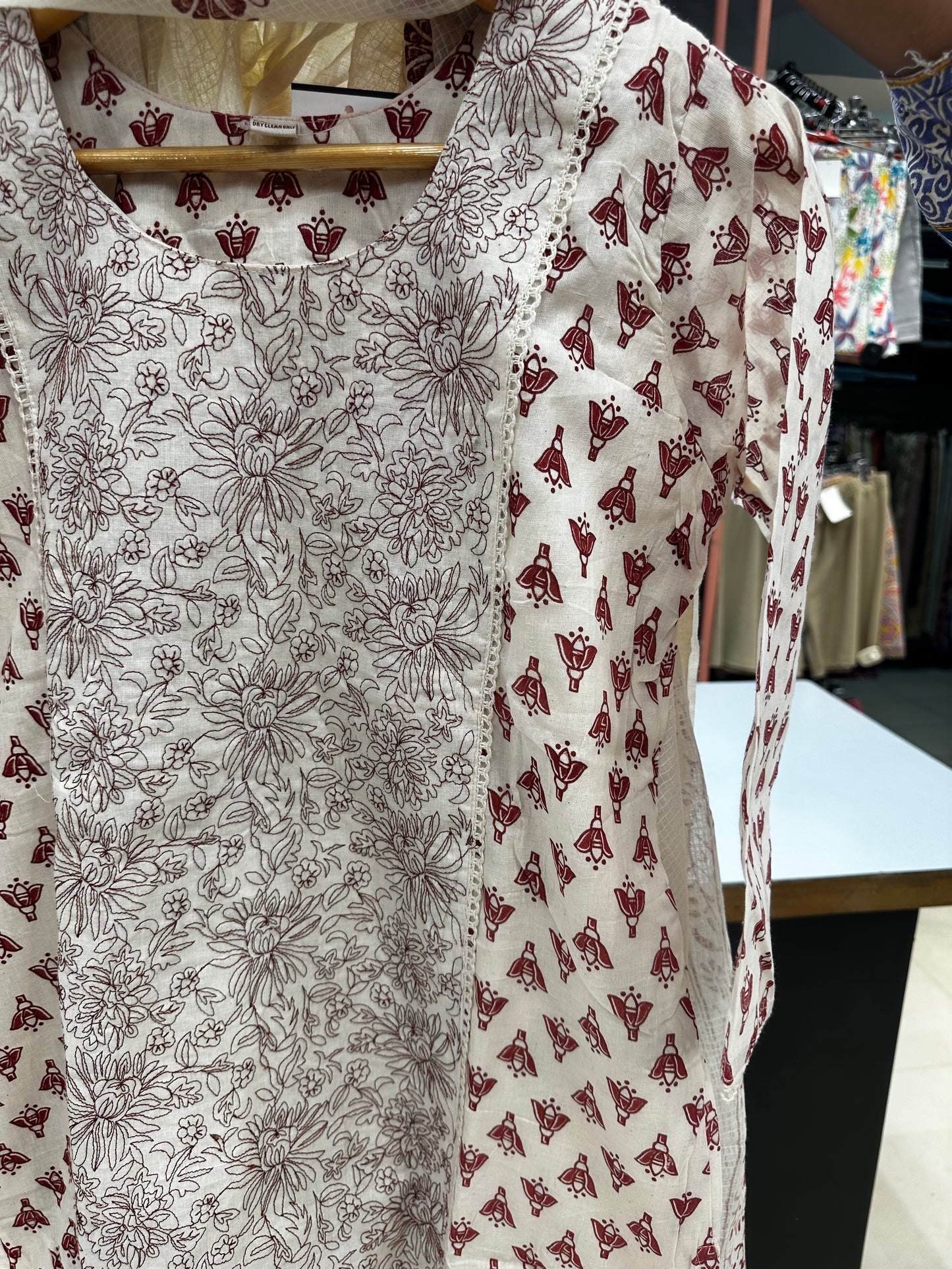 Printed Khadi cotton-Maroon