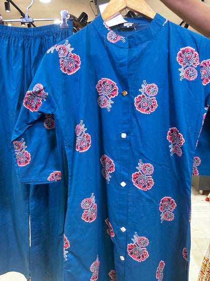 Cotton Co-ord set-Blue