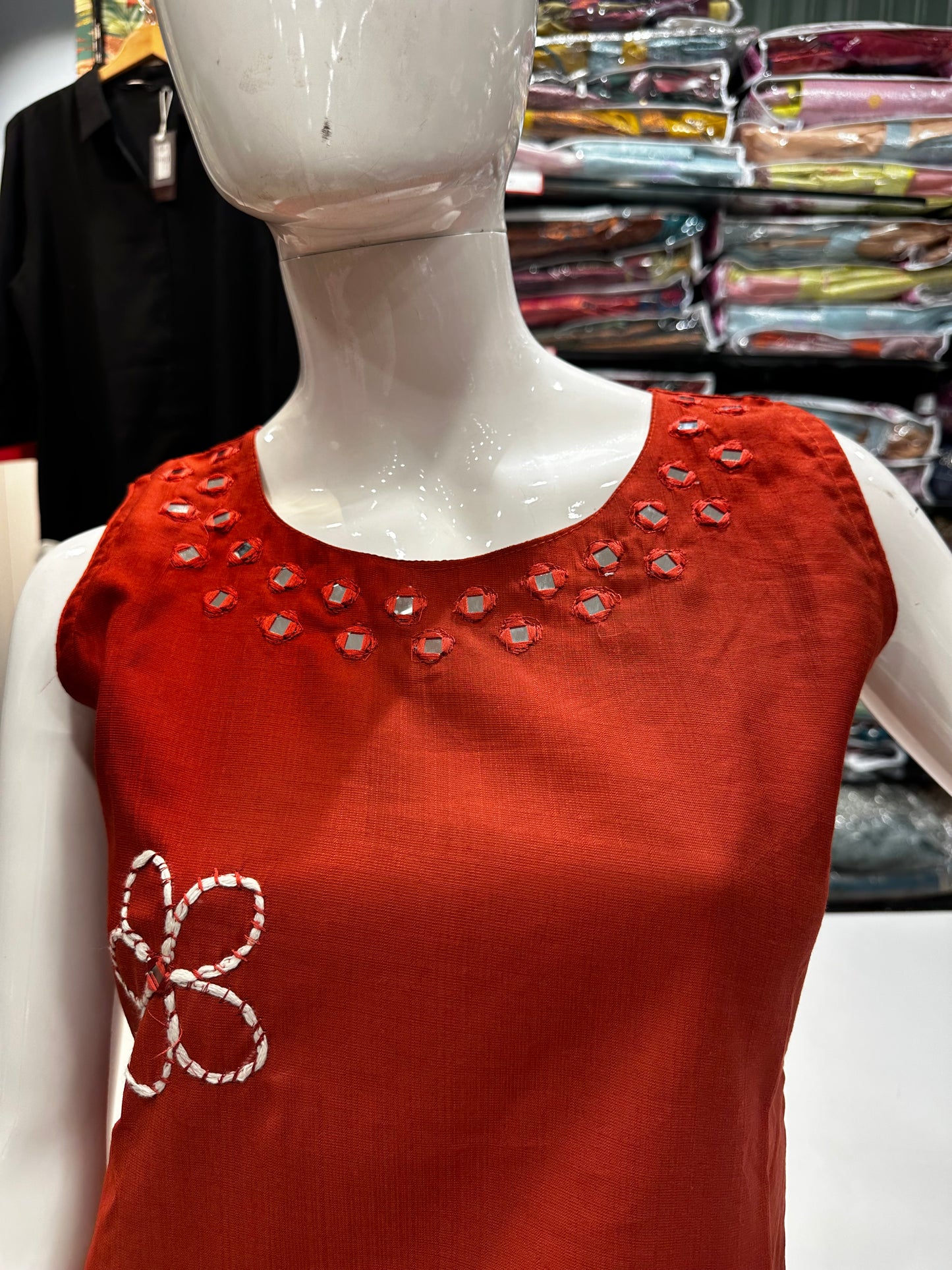 Sleevless Co-ord set-Rust