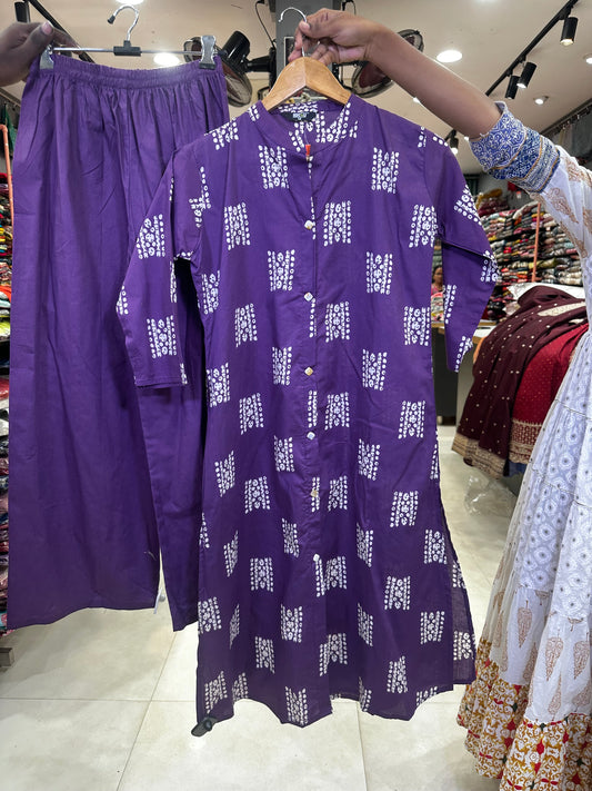 Cotton Co-ord set-Purple