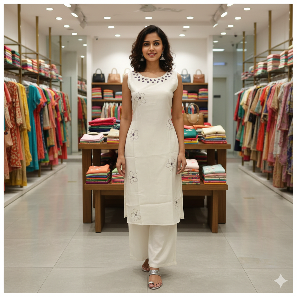 Sleeveless Co-ord Set-White