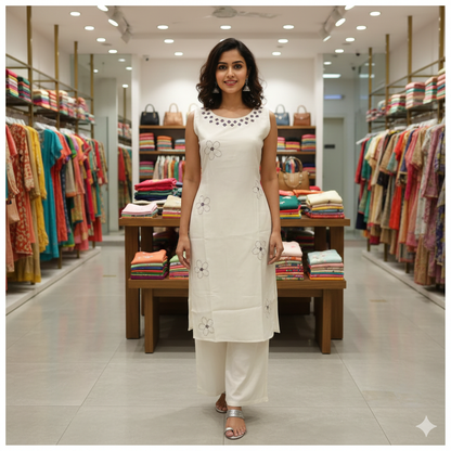 Sleeveless Co-ord Set-White