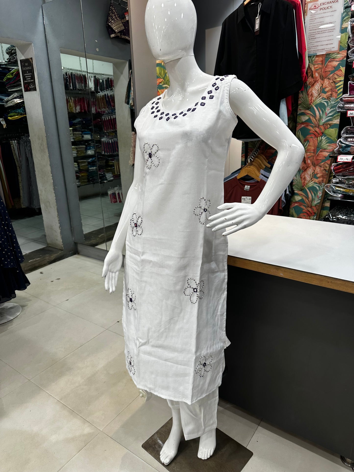 Sleeveless Co-ord Set-White