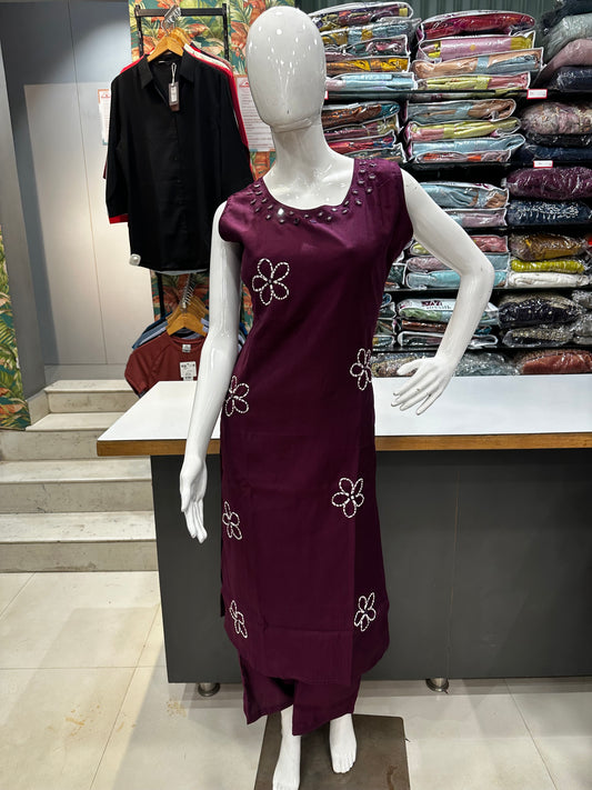 Sleeveless Co-ord set -Wine