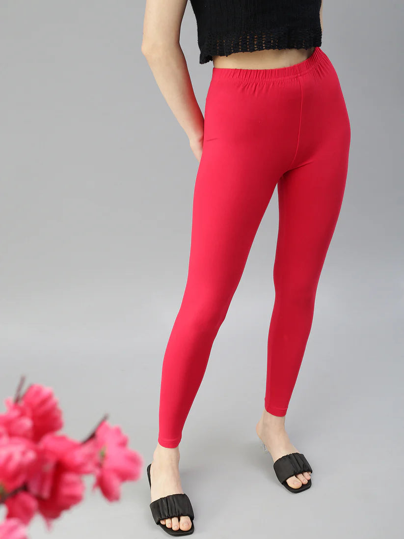 Ankle Leggings-Crimson Red