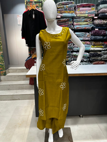 Sleeveless co-ord set-Mehendi