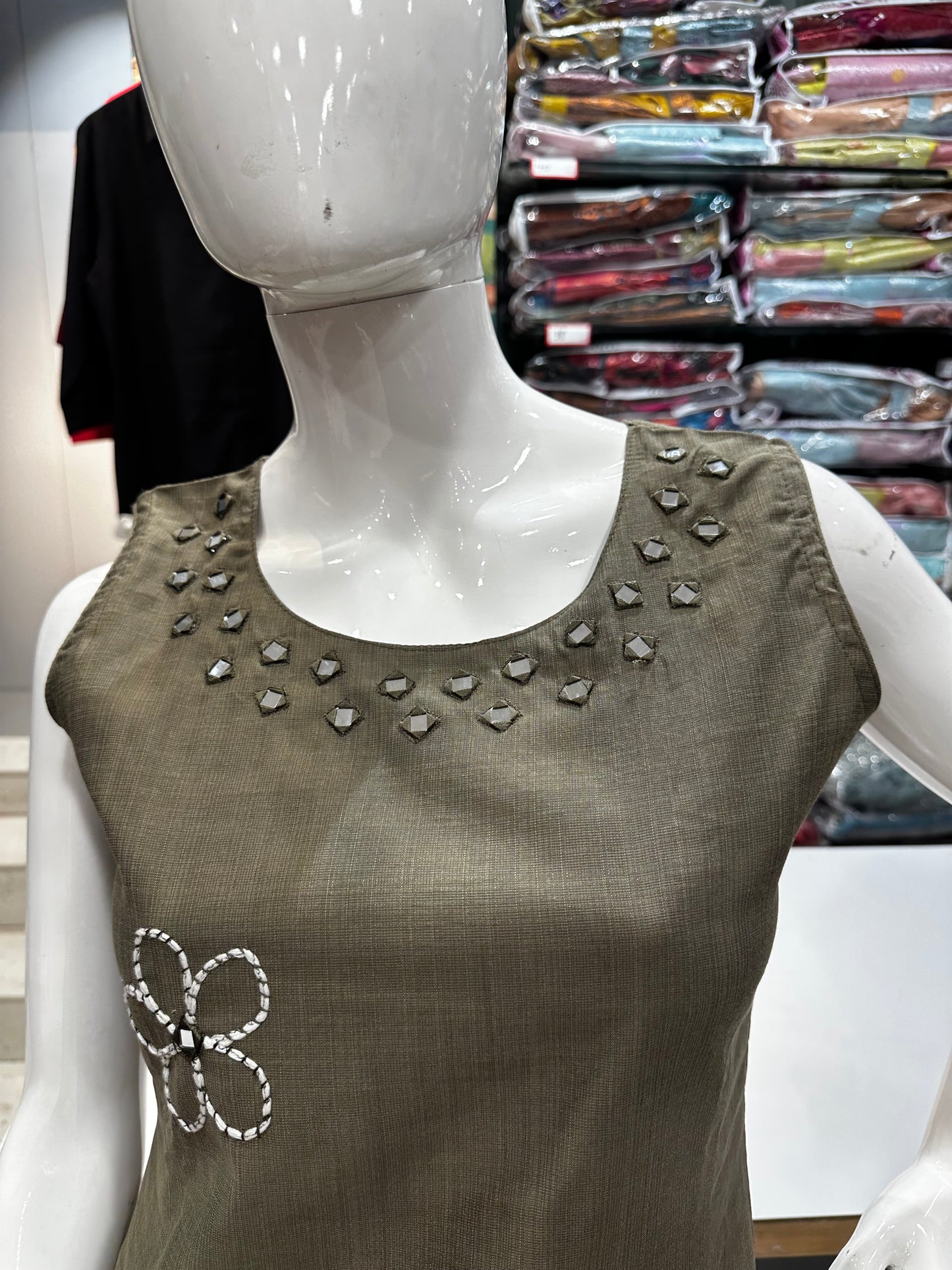 Sleeveless Co-ord set-Olive