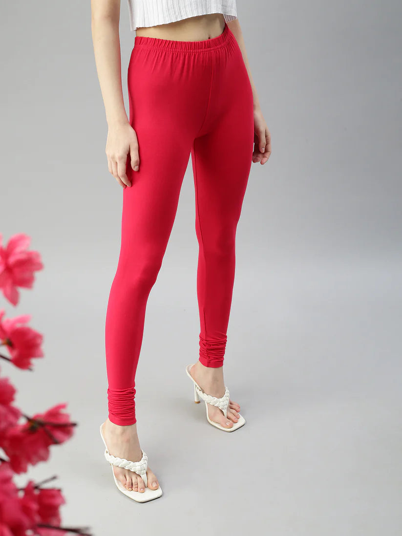 Churidar Leggings-Crimson Red