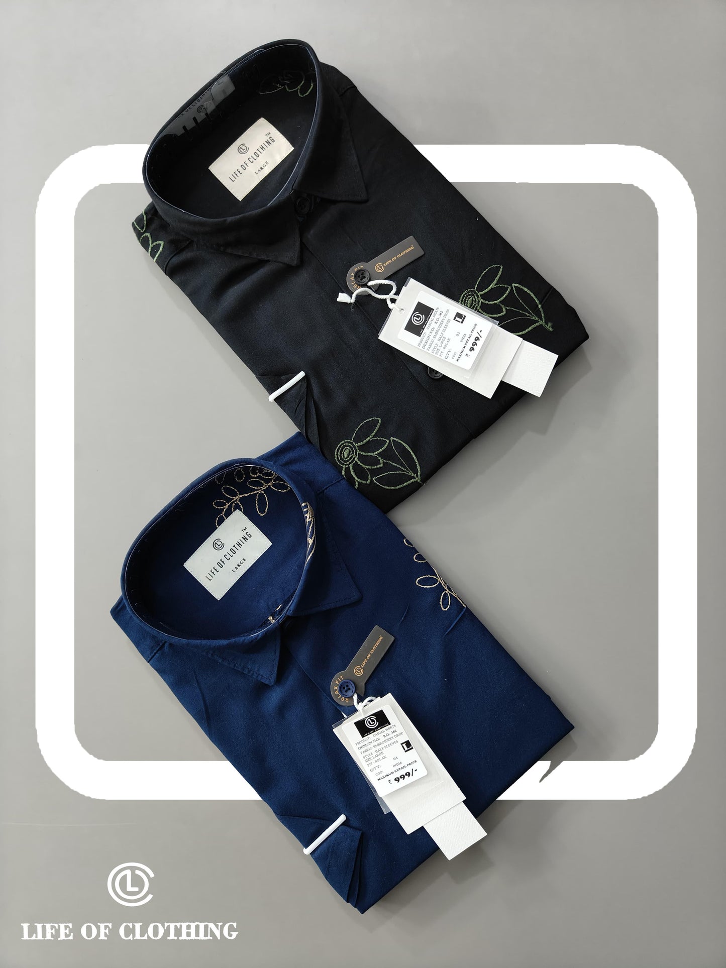 Embroidery Casual Shirts Half Sleeves